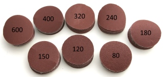 [ADV50/01] Felt Backed 50mm Dia Discs Pack of 80pcs, 10 pcs of 80/120/150/180/240/320/400/600 Grit