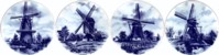 Blue Windmills Set of 4 (90mm)