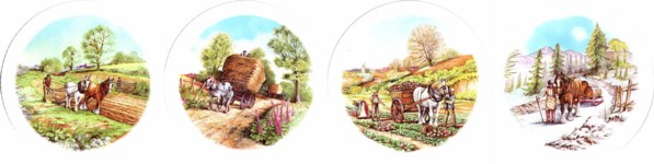 Country Scenes Set of 4 (90mm)  