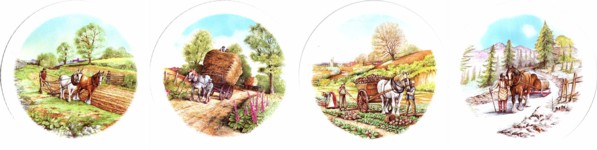 Country Scenes Set of 4 (90mm)