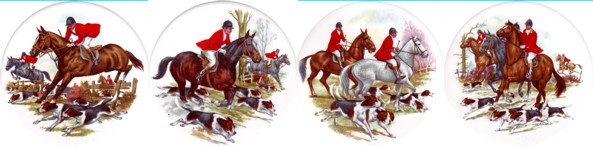  Hunting Scenes Set of 4 (150mm)