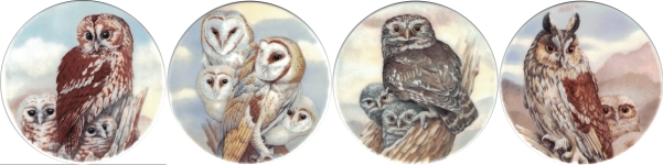 Owls 3 Set of 4 (150mm)