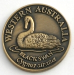 SCWABSG Souvenir Coin West Aust Black Swan Antique Gold