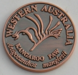 SCWAKPB Souvenir Coin West Aust Kangaroo Paw Antique Bronze