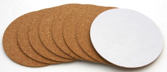 Cork self adhesive 89mm diameter PKTS of 8